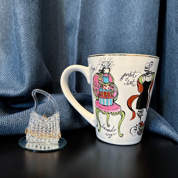 Whimsical ALL I WANT for CHRISTMAS Mug by Rosanna & Spun Glass Bag Ornament EUC - Picture 3 of 6